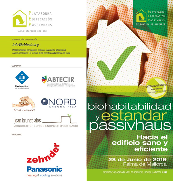 3ª Jornada Passivhaus sobre Biohabitabilidad y estandar passivhaus a les Illes Balears del 28 de juny de 2019