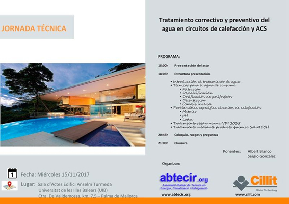 “Xerrada tècnic-comercial” sobre Tractament correctiu y preventiu del aigua en circuits de calefacció i A.C.S.