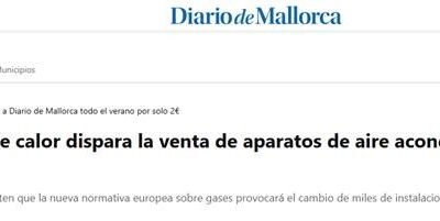 Diario de Mallorca: La ola de calor dispara la venta de aparatos de aire acondicionado en Mallorca.