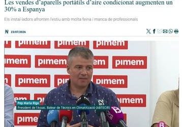 IB3TV: Les vendes d’aparells portàtils d’aire acondicionat augmenten un 30% a Espanya.