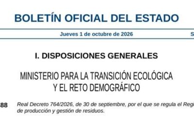 El Real Decreto 764/2026, en vigor desde el 2 de octubre, unifica los criterios del Registro de producción y gestión de residuos.